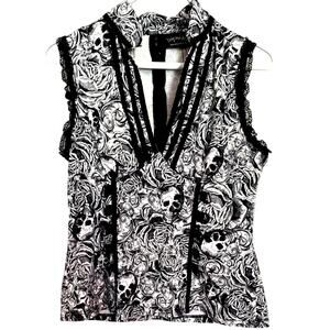 Super Nice Authentic Living Dead Souls Structured Top with lace and buckles